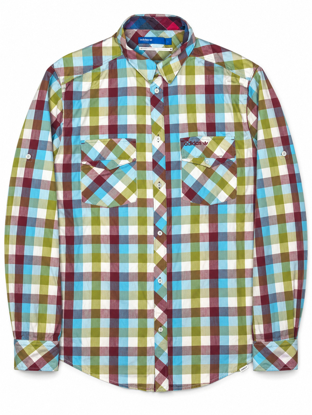 adidas Originals Men's Multi-Color Plaid Button-Up Shirt XL